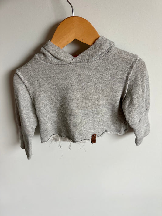 Grey Knit Cropped Hoodie / 1-2T