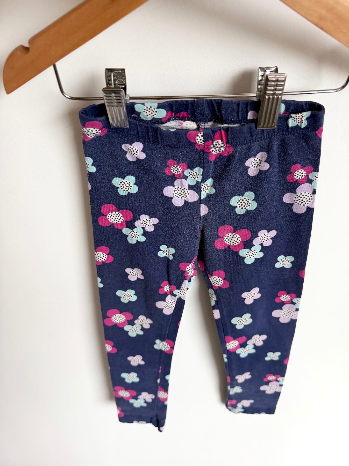 Navy Flower Leggings / 3T