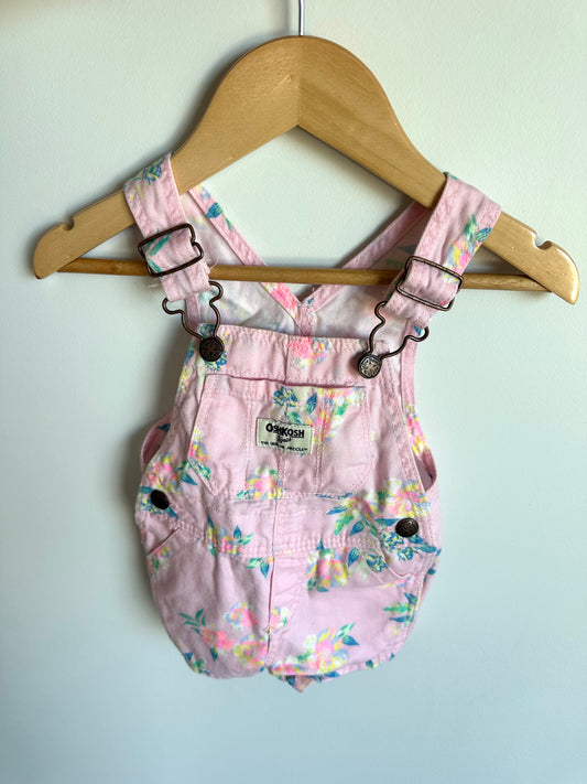 Blush Colored Floral Short Overalls / 6m