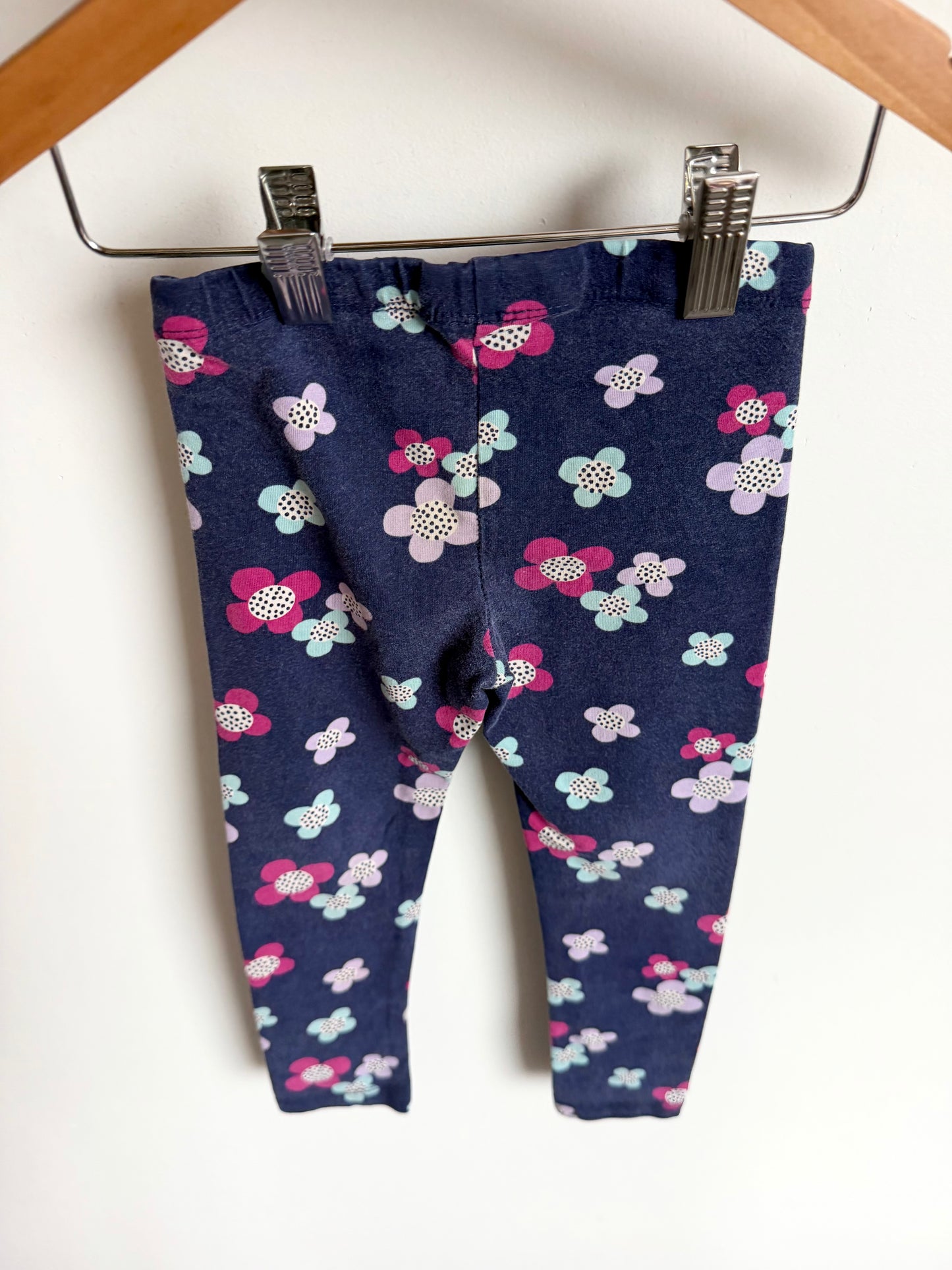 Navy Flower Leggings / 3T