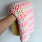 Handmade Knit Pink, White and Yellow Blanket (No Shipping)