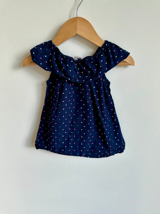 Navy Dotted Dress / 6-12m