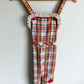 Vintage Plaid Embroidery Frill Overalls / 4T