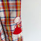 Vintage Plaid Embroidery Frill Overalls / 4T