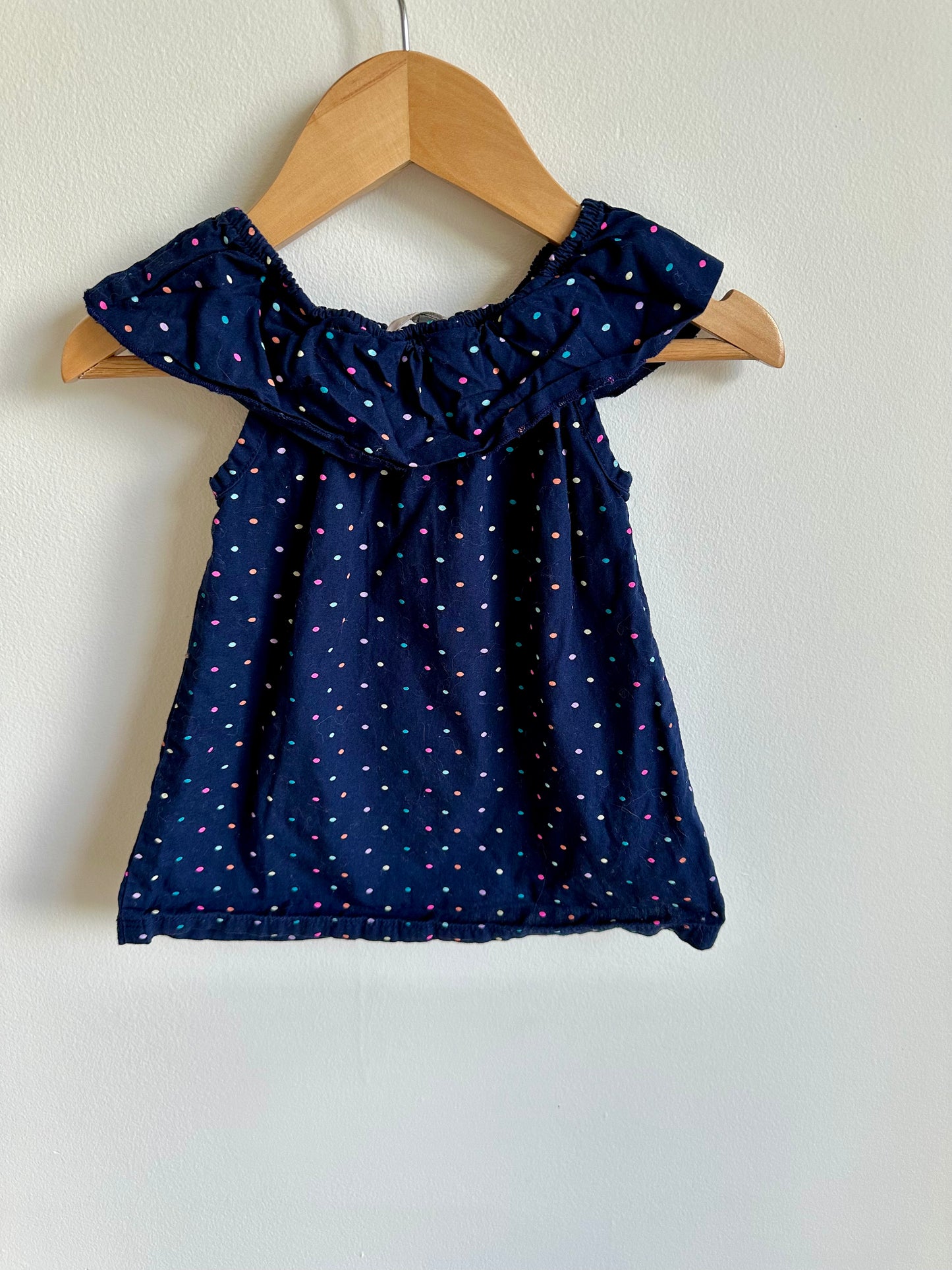 Navy Dotted Dress / 6-12m