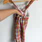 Vintage Plaid Embroidery Frill Overalls / 4T