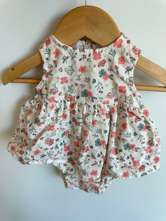 Linen Floral Dress with Bodysuit / 0-3m