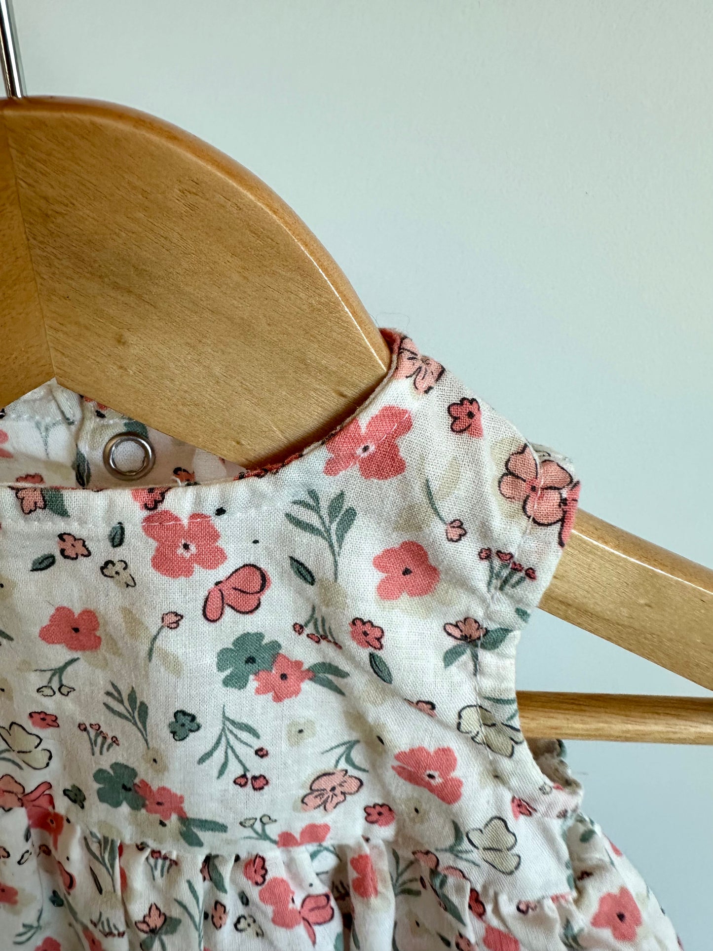 Linen Floral Dress with Bodysuit / 0-3m