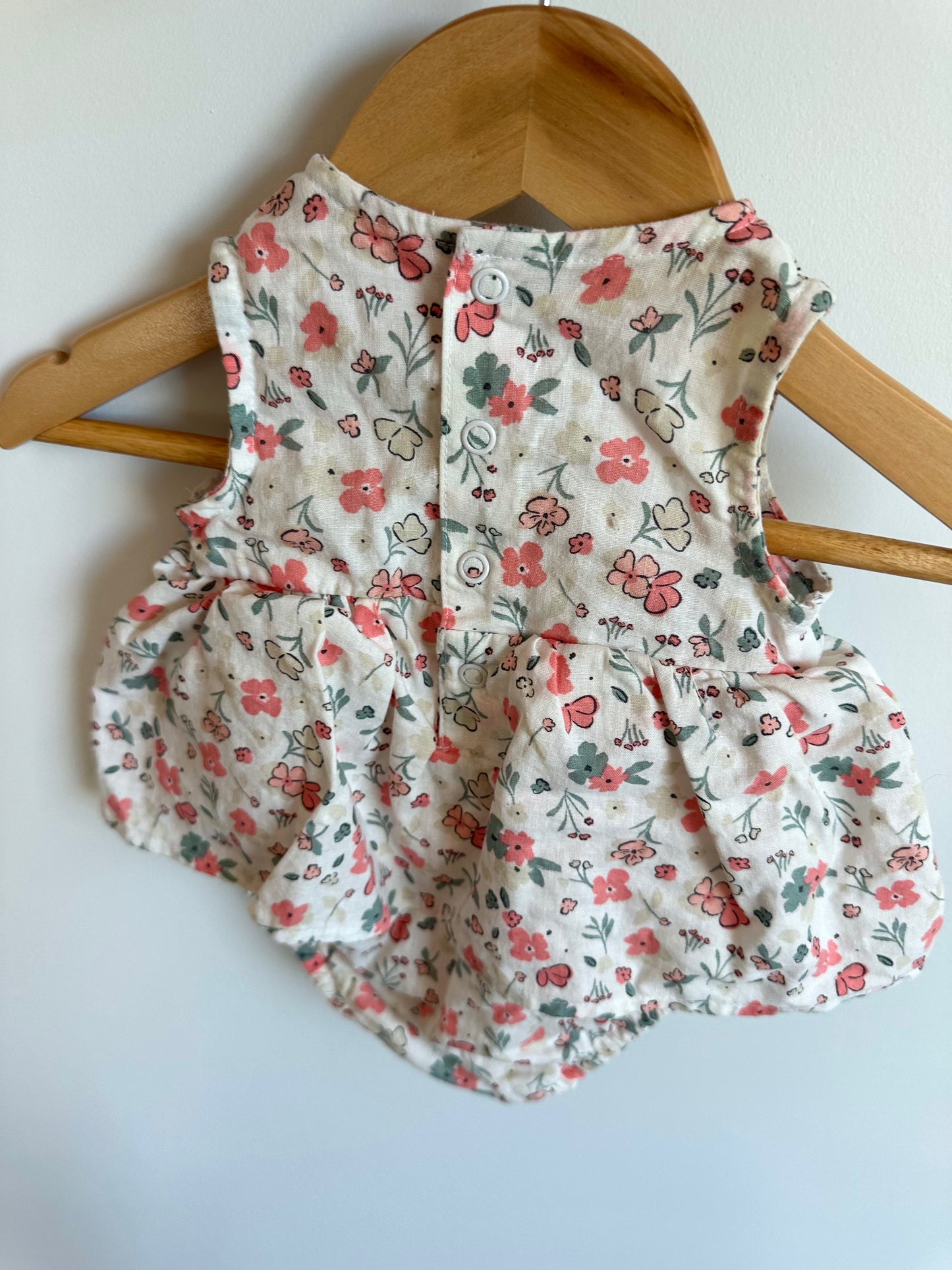 Linen Floral Dress with Bodysuit / 0-3m