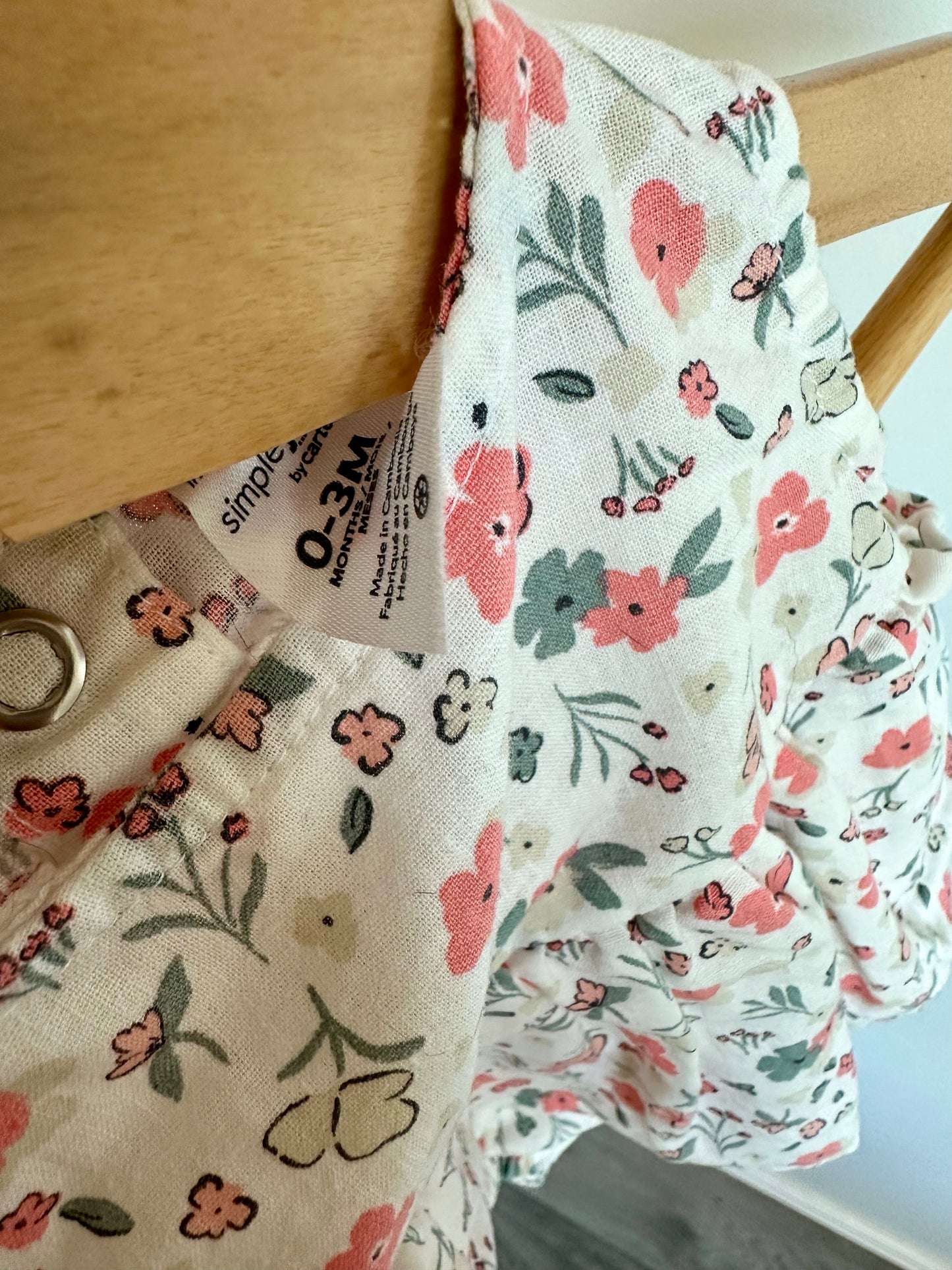 Linen Floral Dress with Bodysuit / 0-3m