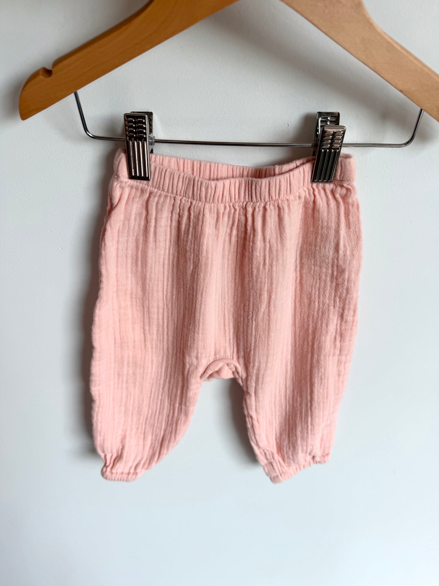 Pink Drop Crotch Cotton Pants / 3-6m