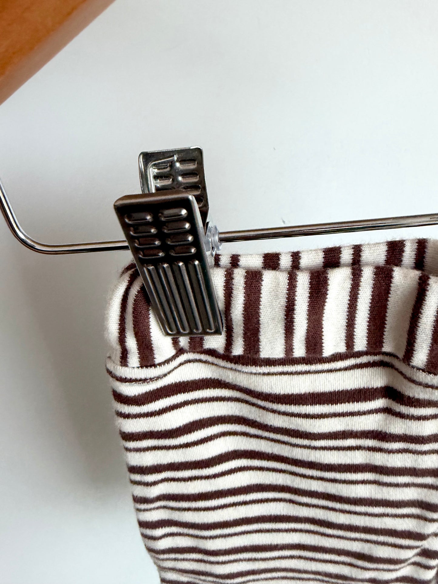 Wide Leg Organic Brown Stripe Pants / 6-12m