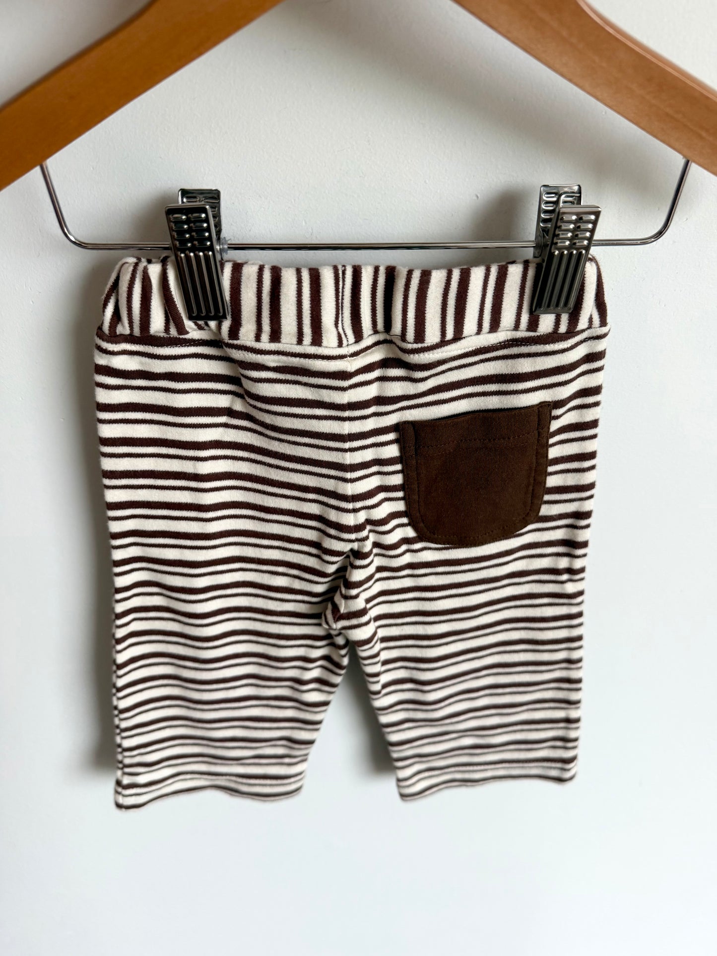 Wide Leg Organic Brown Stripe Pants / 6-12m