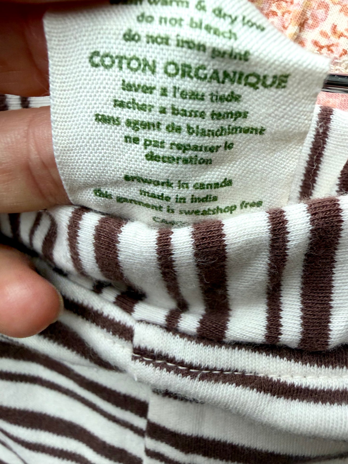 Wide Leg Organic Brown Stripe Pants / 6-12m