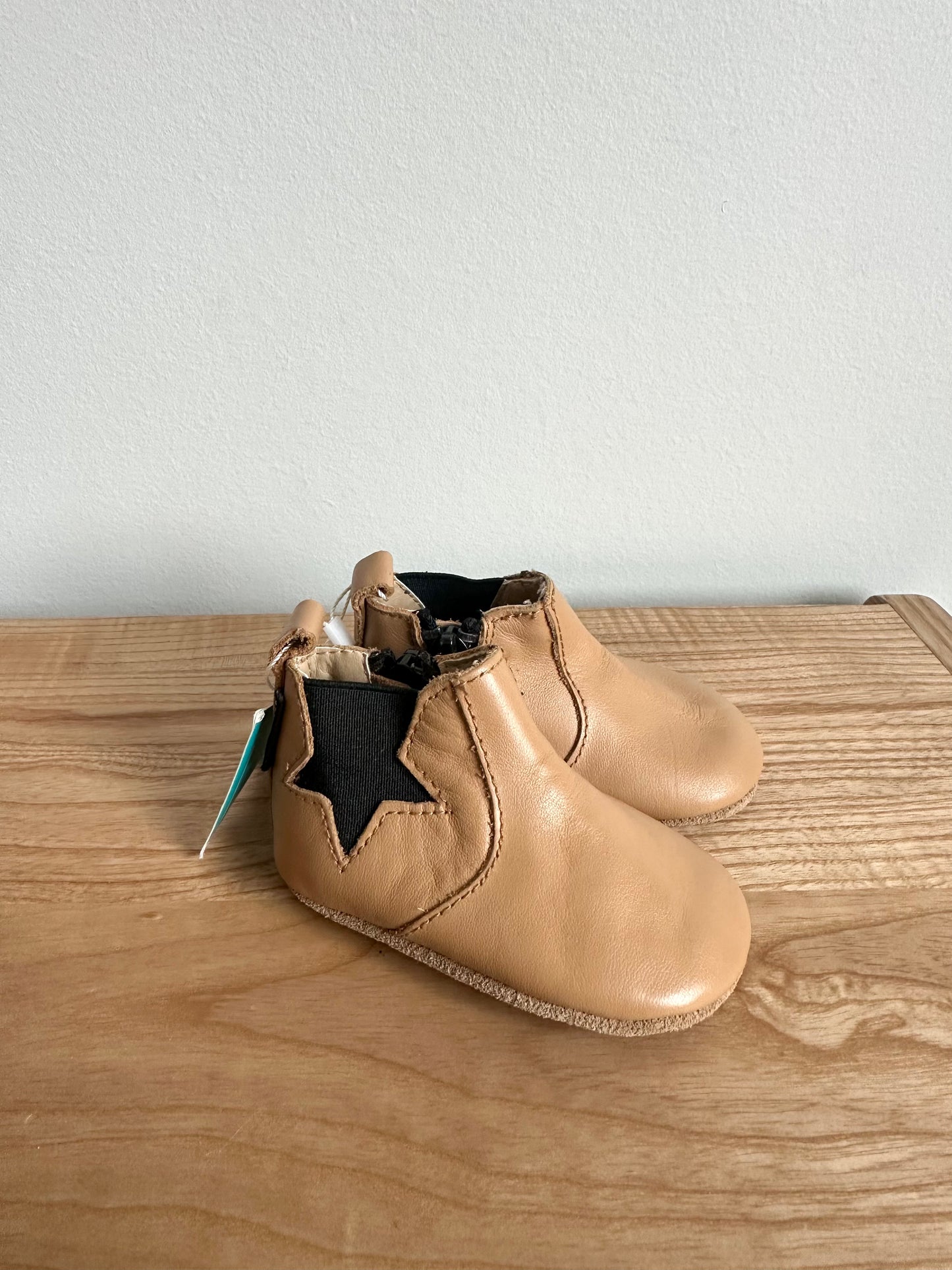 Little Moccs Tan Side Zip Ankle Boots / Small (6-12m)