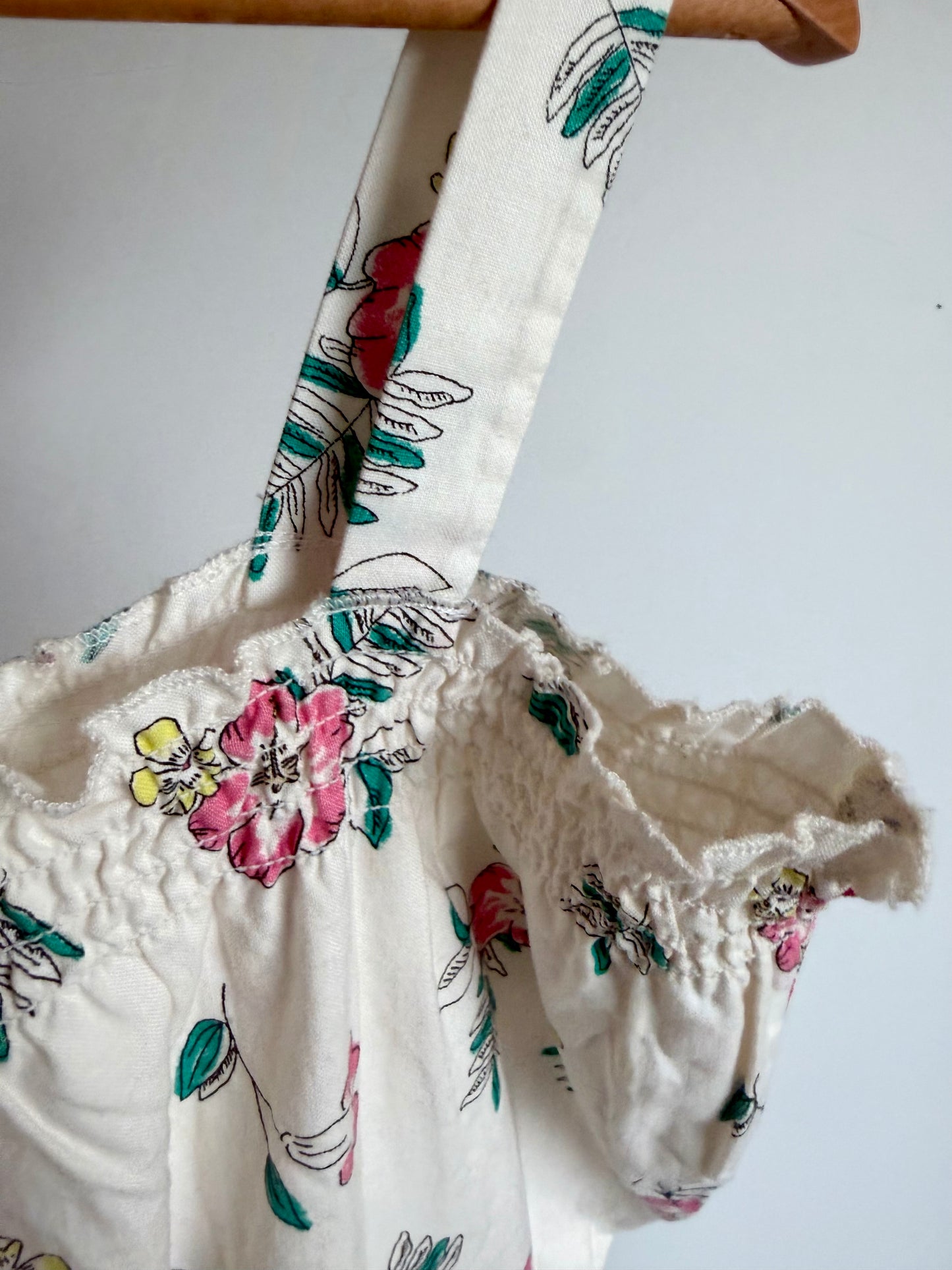 White Romper with Pink Flowers / 8 years