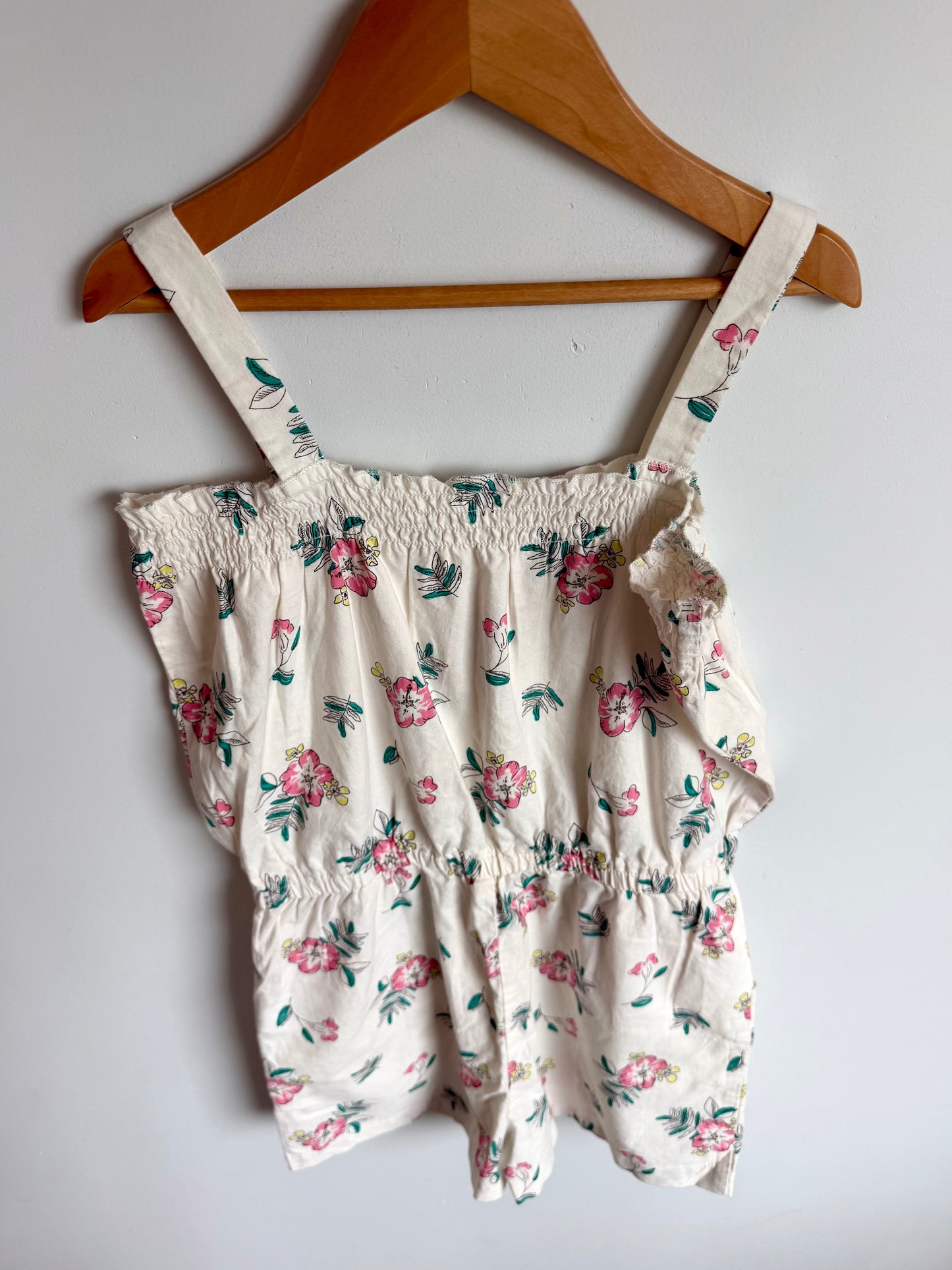 White Romper with Pink Flowers / 8 years