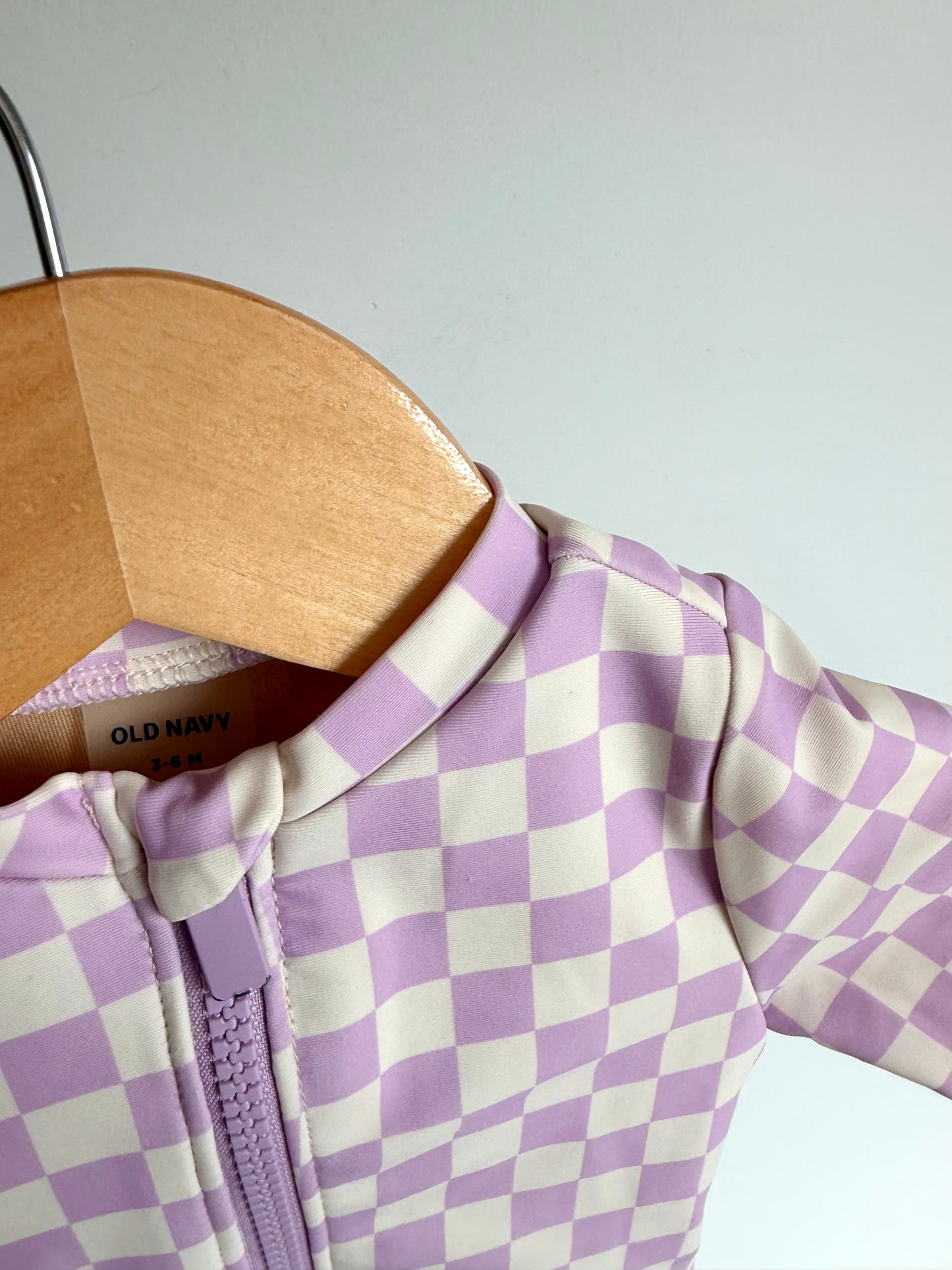 Purple Checkered Swimsuit / 3-6m