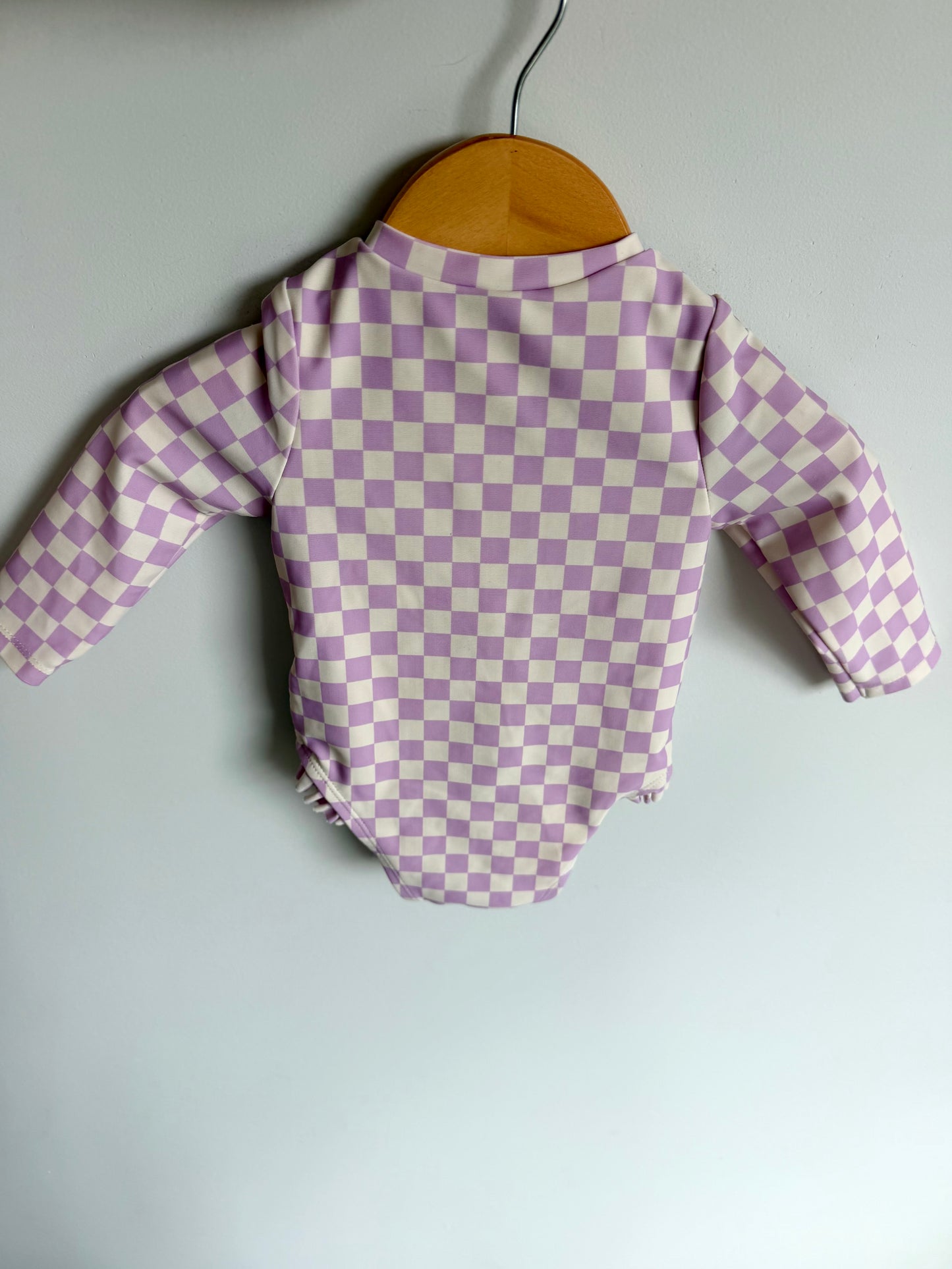 Purple Checkered Swimsuit / 3-6m