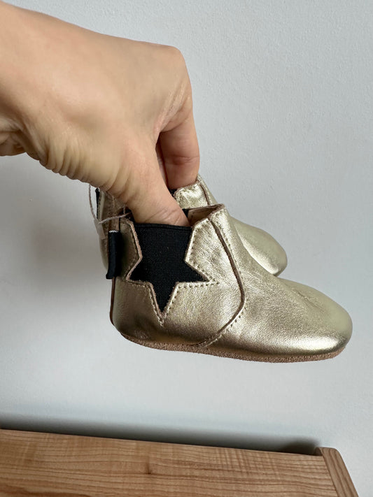 Little Moccs Gold Side Zip Ankle Boots / Small (6-12m)