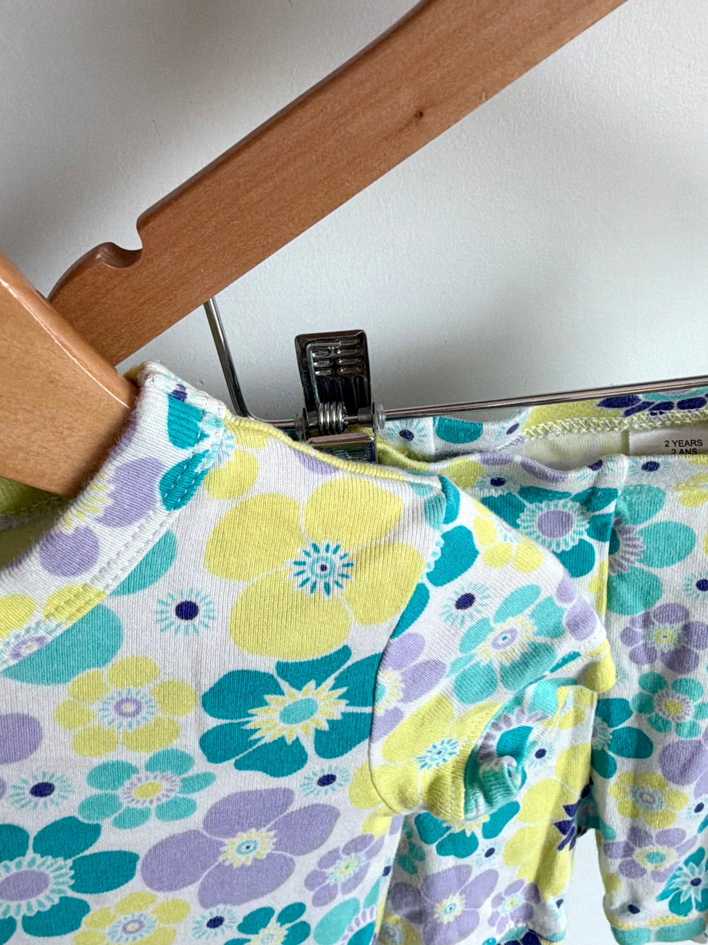 Bright Flower PJ Top + Shorts / 2T