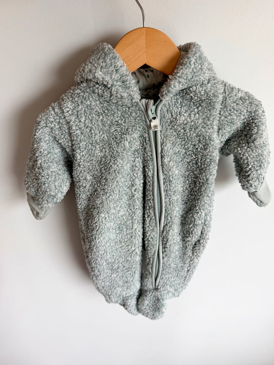 Teal + White Ear Bunting Suit / 1-3m