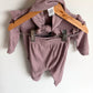 Mauve Ruffle Sleeve Top, Pants + Headband Set / 3-6m