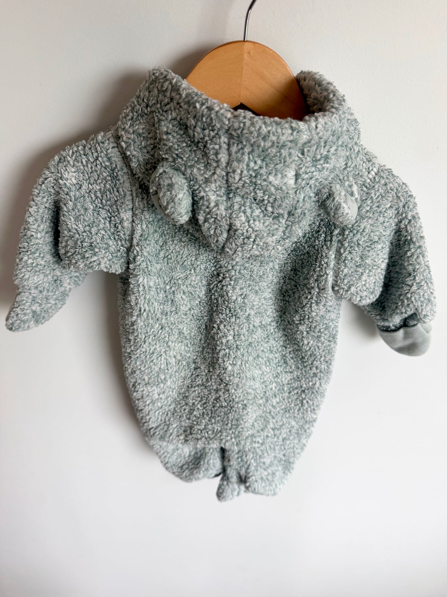 Teal + White Ear Bunting Suit / 1-3m