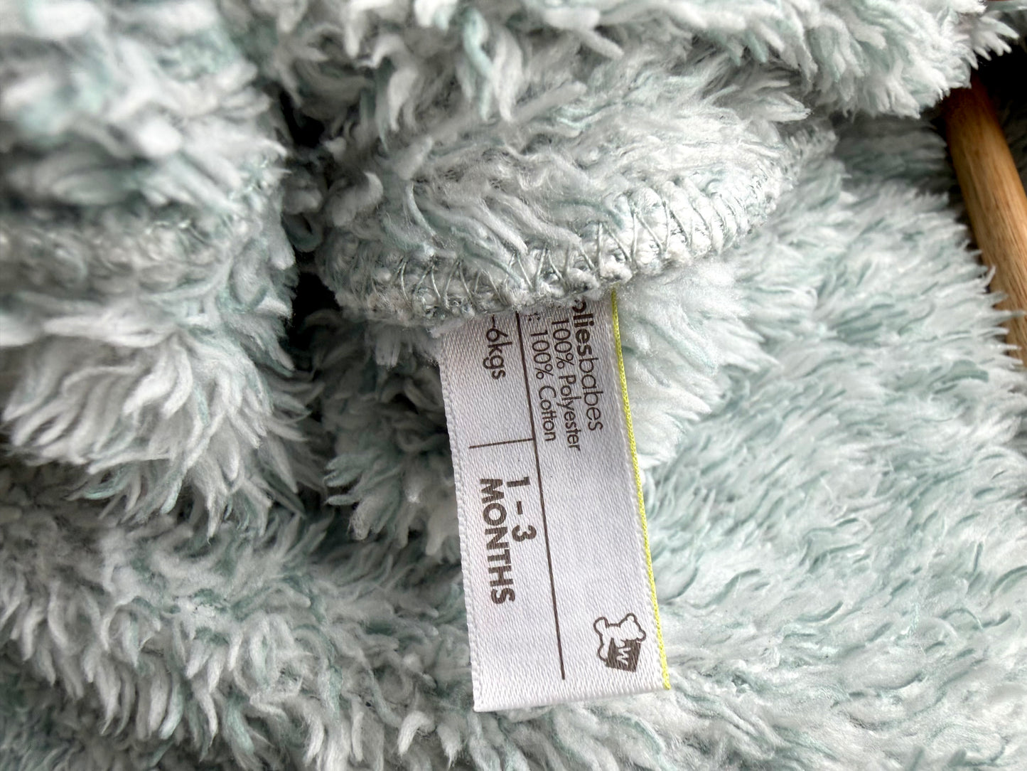Teal + White Ear Bunting Suit / 1-3m