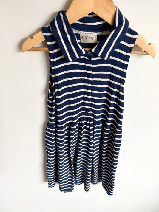 Navy Collared Striped Dress / 5-6 years