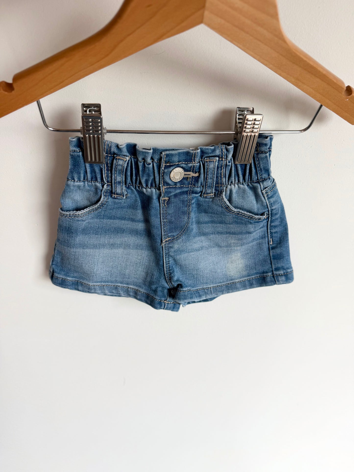 Jean Scrunchy Waist Shorts / 3-6m