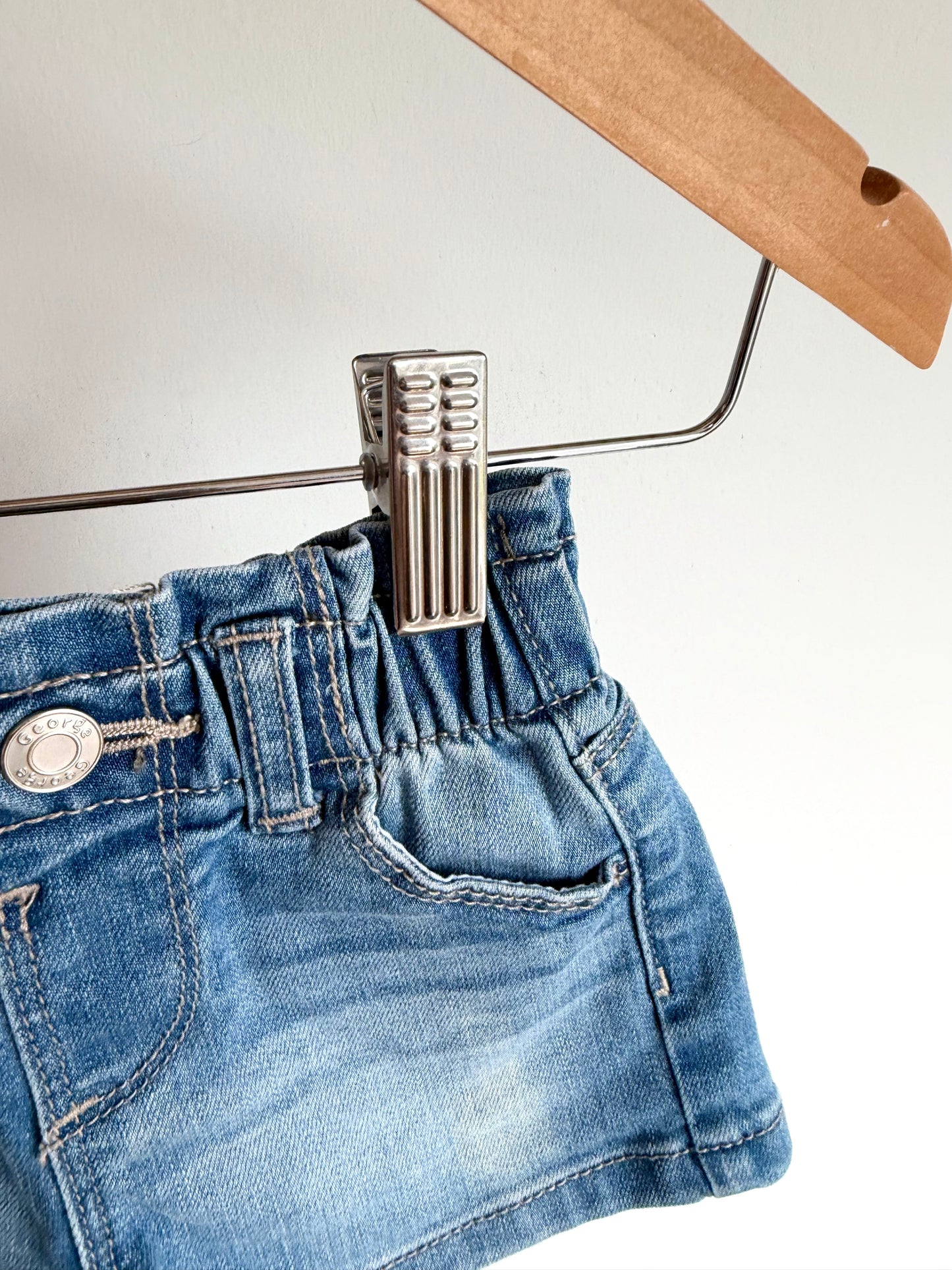 Jean Scrunchy Waist Shorts / 3-6m