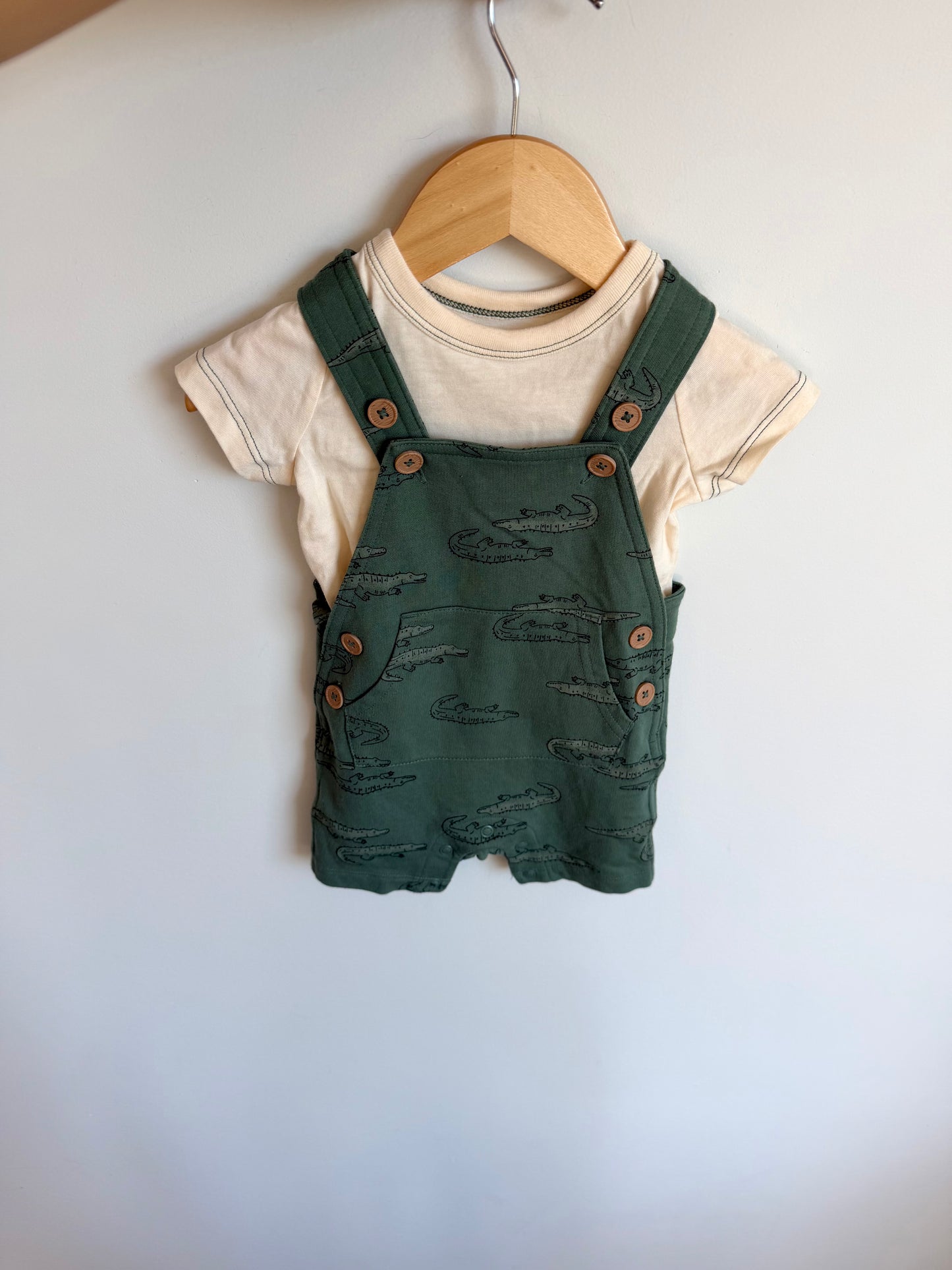 Alligator Overall + T-Shirt Set / 3-6m