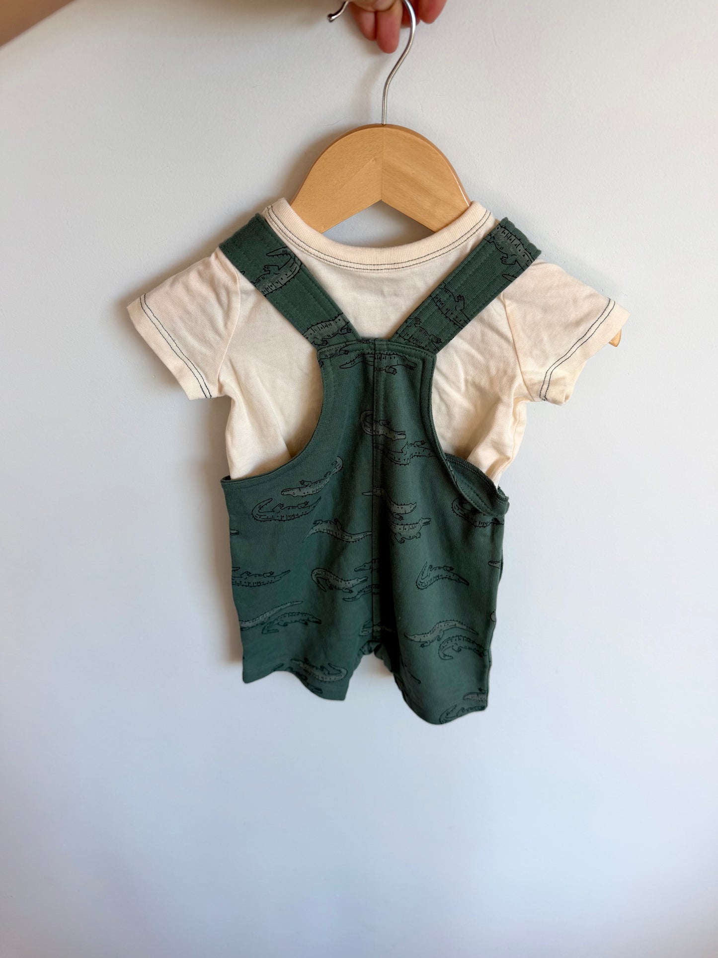 Alligator Overall + T-Shirt Set / 3-6m