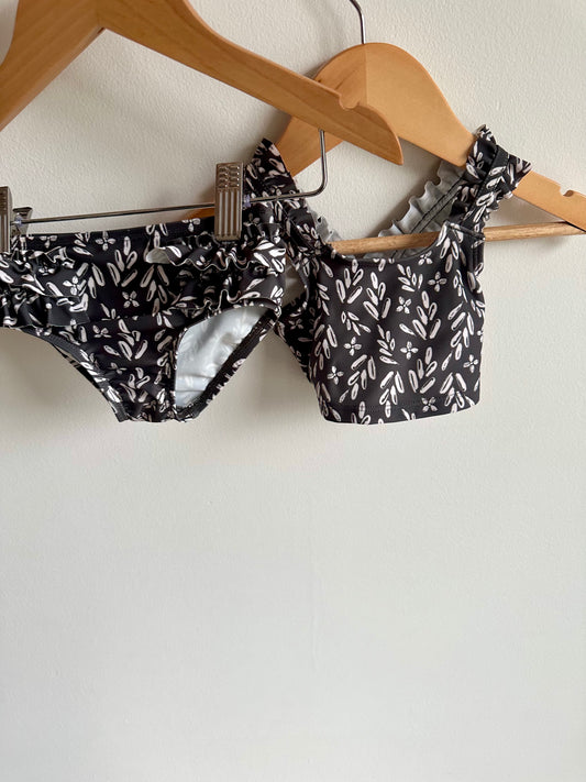 Black Leaf Pattern Swim Suit / 6m