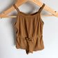 Brown Ribbed Romper / 3-6m