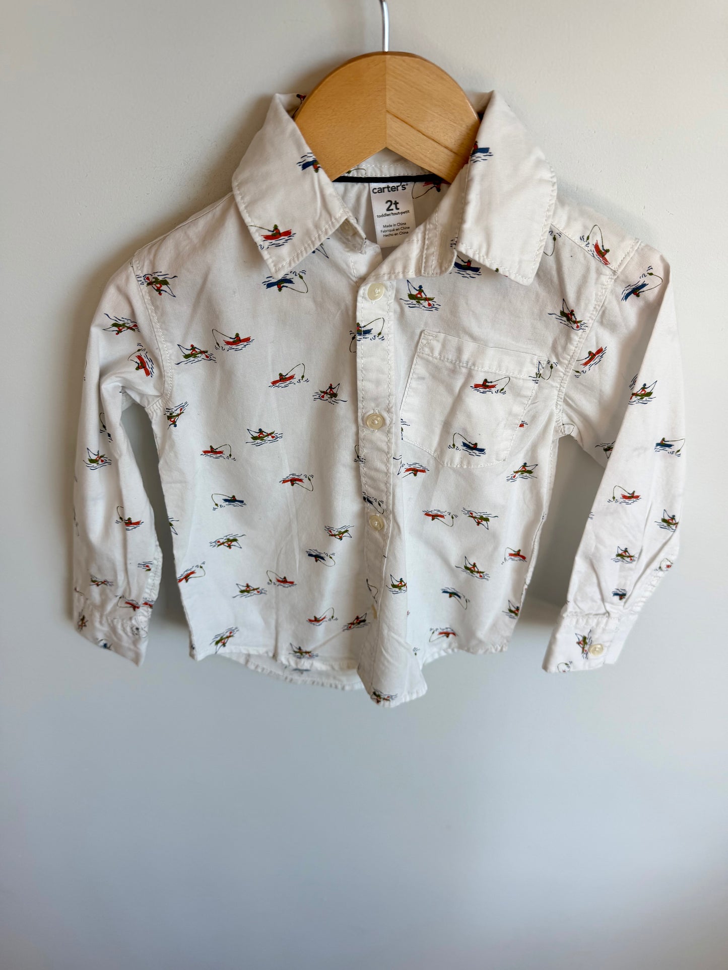 Fishing Boat Button Up Top / 2T