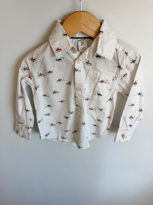 Fishing Boat Button Up Top / 2T
