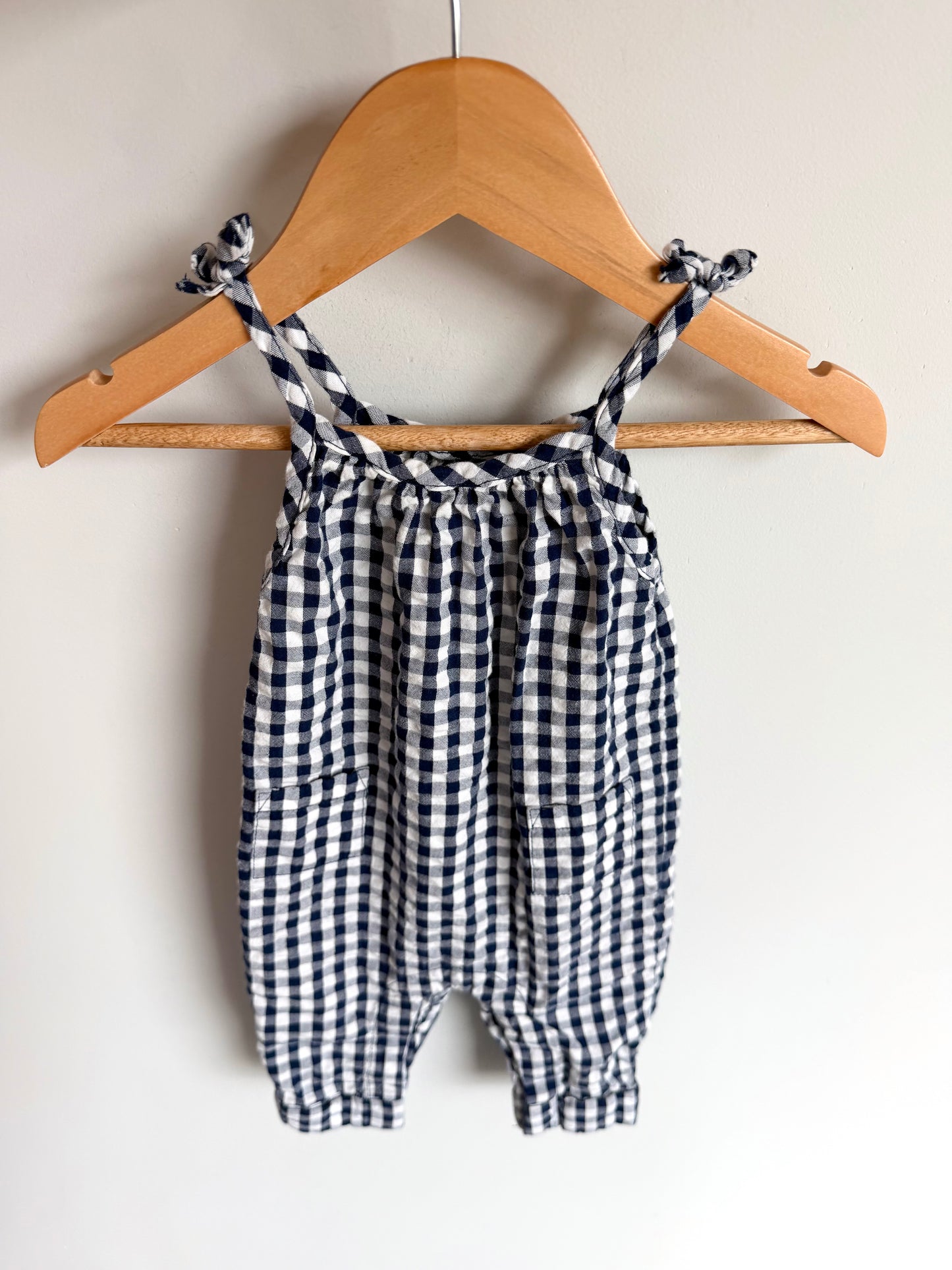 Gingham Blue Jumpsuit / 3-6m