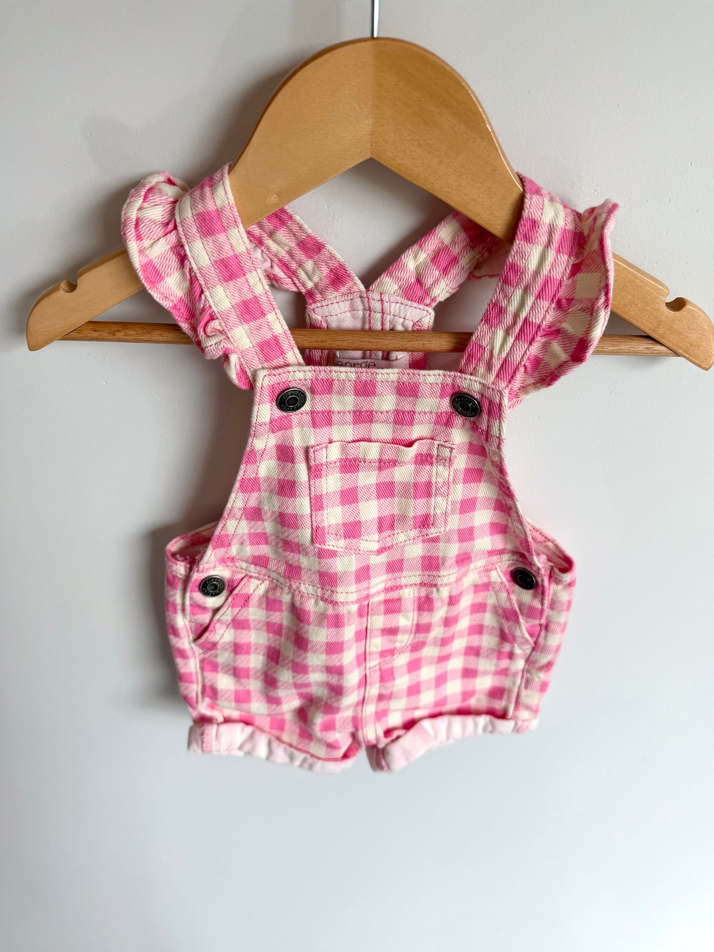 Pink Checkered Overalls / 3-6m
