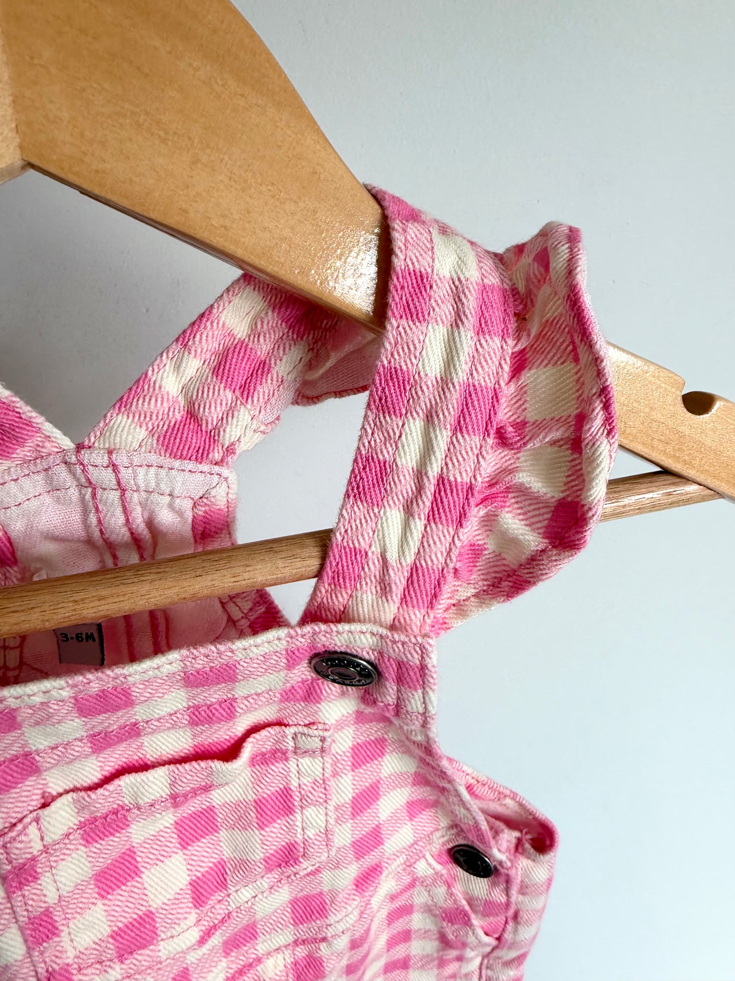 Pink Checkered Overalls / 3-6m