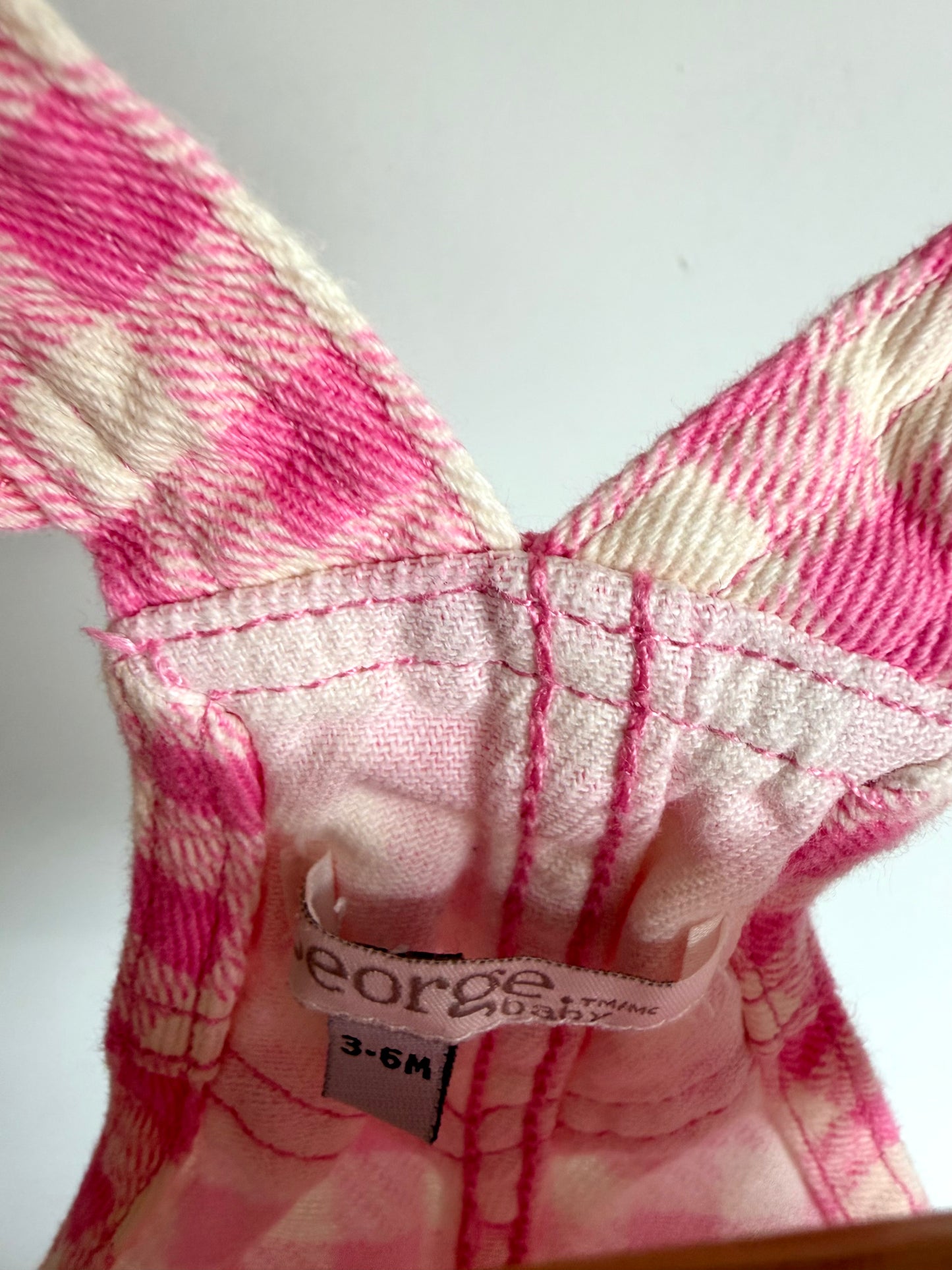 Pink Checkered Overalls / 3-6m
