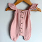 Cotton Pink Ruffle Sleeve Jumpsuit / 3-6m