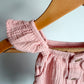 Cotton Pink Ruffle Sleeve Jumpsuit / 3-6m
