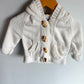 White Cotton Hood Sweater / 3-6m