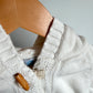 White Cotton Hood Sweater / 3-6m