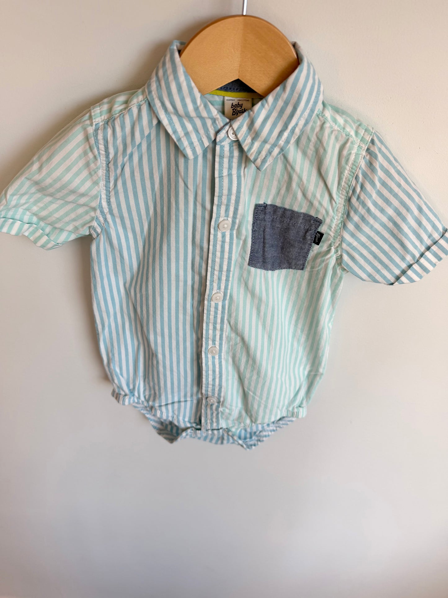 Vertical Stripe Collared Bodysuit / 24m