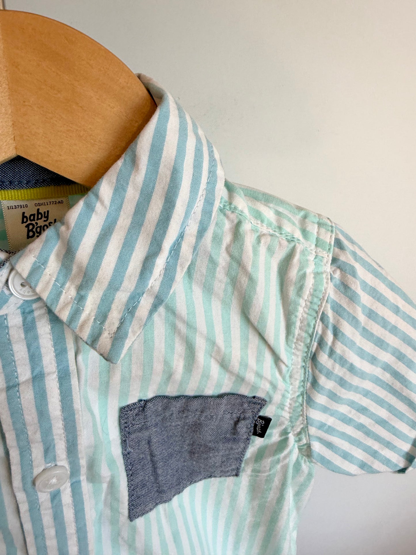 Vertical Stripe Collared Bodysuit / 24m