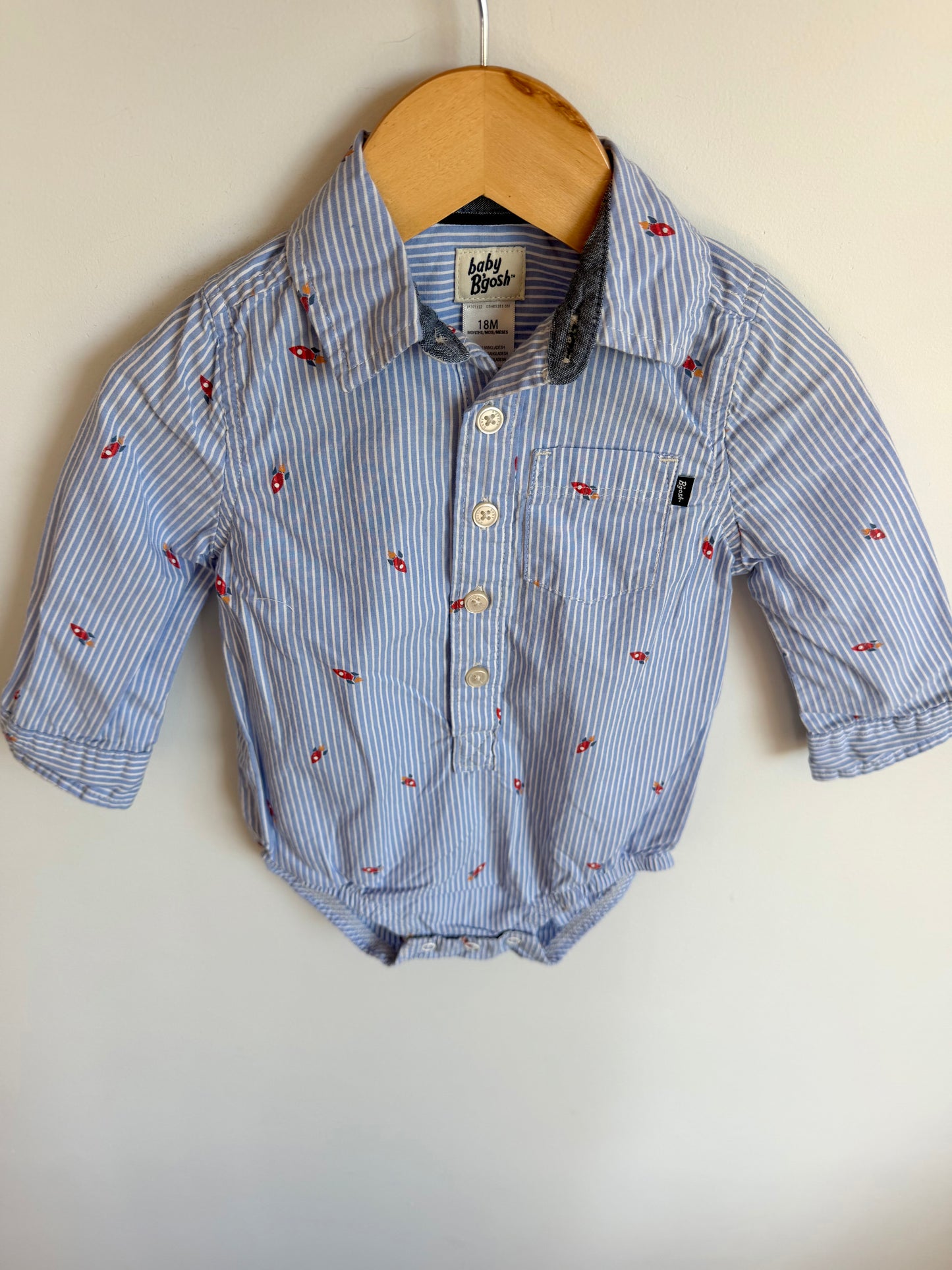 Rocket Button Up Collared Bodysuit / 18m
