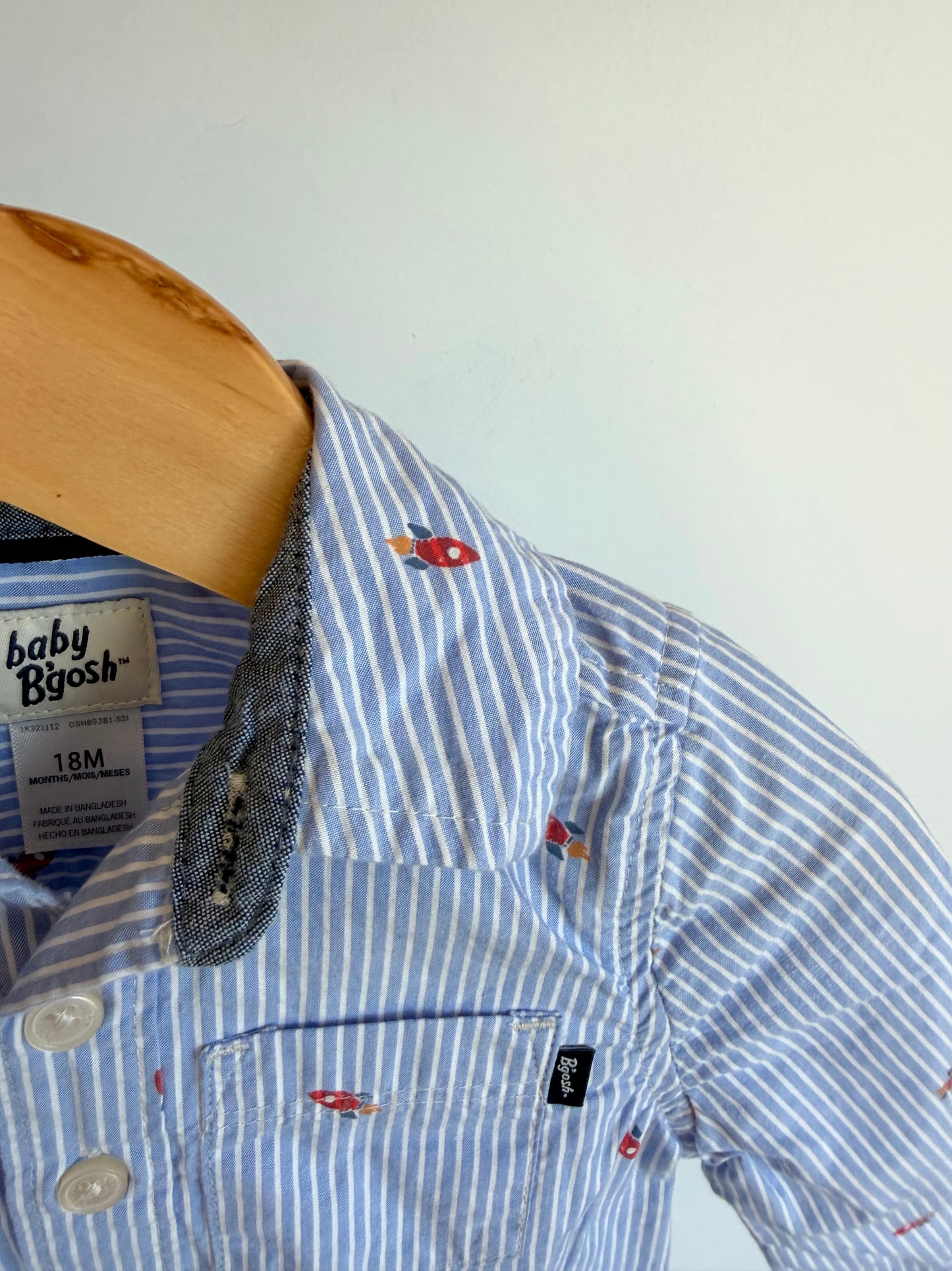 Rocket Button Up Collared Bodysuit / 18m
